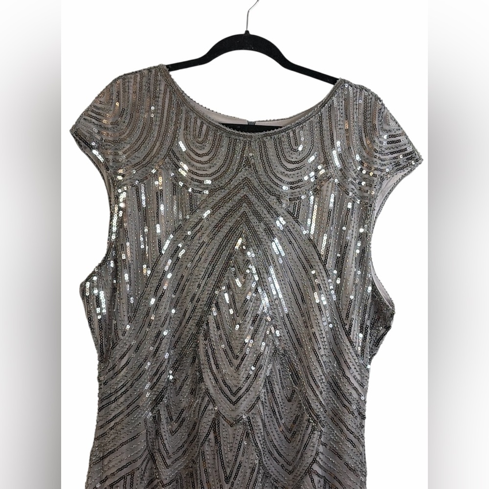 Sleeveless Silver Sequin Fringe Mini Flapper Dress Size 4XL NWOT #300 - Picture 13 of 14